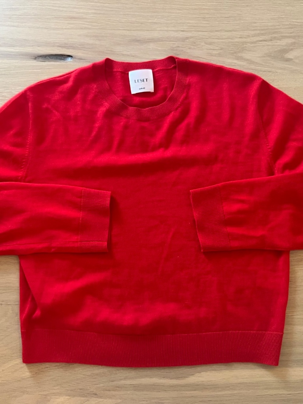 Leset James Merino Wool Crew — Lipstick Red | 100% Merino | Worn Once | Perfect - Picture 5 of 7